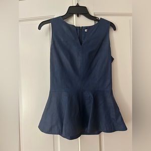 My Tribe Leather Peplum Tank with Small V neck detail